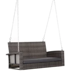 NicBex 2-Seat Wicker Hanging Swing Bench With Chains And Cushions For Patio Bedroom Porch Garden -Nicbex GUEST 50220135 2fa3 4c6e a226 fa77f287a236