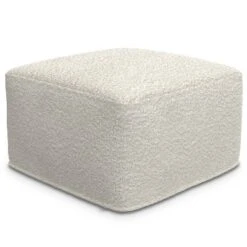 NicBex Square Pouf Foot Stools Ottoman, Multi-functional Ottoman Foot Rest With Boucle Fabric For Bedroom, Living Room, White