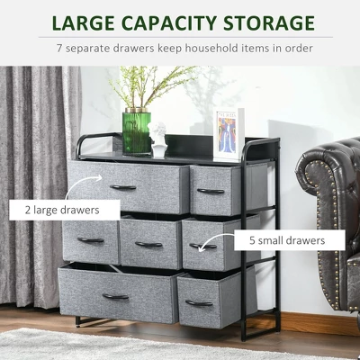 NicBex 7 Drawers Dresser For Bedroom,Fabric Dresser With Wooden Platform,Dressers For Kids Room,Living Room,Entry And Hallway,Dark Gray 6 NicBex 7 Drawers Dresser For Bedroom,Fabric Dresser With Wooden Platform,Dressers For Kids Room,Living Room,Entry And Hallway,Dark Gray - Image 4