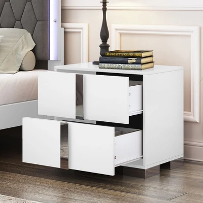 NicBex Night Stand With Drawers,Mirrored Side Table With Metal Handles,Modern Nightstand For Bedroom,Living Room,Bedroom Furniture 8 NicBex Night Stand With Drawers,Mirrored Side Table With Metal Handles,Modern Nightstand For Bedroom,Living Room,Bedroom Furniture - Image 6
