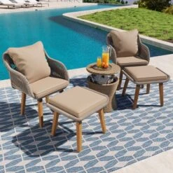 NicBex Outdoor Dining Table Set Wicker Bar Table With Upholstered Chairs & Ottomans,Patio Furniture Bistro Set For Garden,Backyard,Poolside 13 NicBex Outdoor Dining Table Set Wicker Bar Table With Upholstered Chairs & Ottomans,Patio Furniture Bistro Set For Garden,Backyard,Poolside -Nicbex GUEST 5362e1c5 e08b 42ef 8fe6 d7f91f393a49