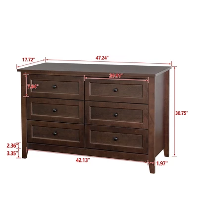 NicBex Mid Century 6-Drawer Bedroom Dressers For Closet,Chest Of Drawers For Bedroom,Entryway,Wooden Dresser Chest 5 NicBex Mid Century 6-Drawer Bedroom Dressers For Closet,Chest Of Drawers For Bedroom,Entryway,Wooden Dresser Chest - Image 3