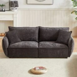 NicBex Couches For Living Room 68.1" Triple Sectional Sofa With 2 Pillows Padded Seat And Back And Armrests For Apartment, Black