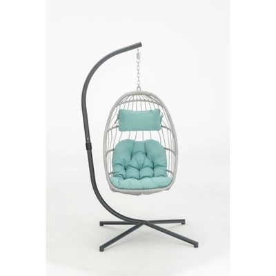 NicBex Outdoor Patio Wicker Hanging Egg Chair With Cushion And Stand For Patio Bedroom Porch Garden 7 NicBex Outdoor Patio Wicker Hanging Egg Chair With Cushion And Stand For Patio Bedroom Porch Garden - Image 5