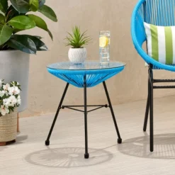 NicBex Outdoor End Table Modern Tempered Glass Outdoor Coffee Table Outdoor Side Table, Patio Table Small Table For Backyard, Balcony, Porch -Nicbex GUEST 573dced3 8328 4948 9e39 7d61cf86ab7f