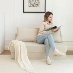 NicBex Modern Foldable Corduroy Loveseat Sofa With Removable Pillows,Minimalist Comfy 2-Seater Sofa For Living Room,Bedroom -Nicbex GUEST 5758d4a6 35dd 4487 b234 7b351743c6f5 1