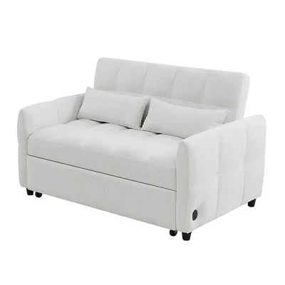 NicBex 52.8 Inch Tufted Loveseat Sofa Pull-out Sofa Bed With Adjustable Backrest,3 USB Ports And 2 Pillows For Living Room,Apartment 6 NicBex 52.8 Inch Tufted Loveseat Sofa Pull-out Sofa Bed With Adjustable Backrest,3 USB Ports And 2 Pillows For Living Room,Apartment - Image 5