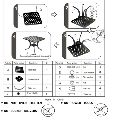 NicBex Modern 21" Square Outdoor Side End Table With Storage,Patio Aluminum Outdoor Patio Coffee Table For Garden,Poolside 6 NicBex Modern 21" Square Outdoor Side End Table With Storage,Patio Aluminum Outdoor Patio Coffee Table For Garden,Poolside - Image 4