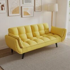 NicBex Couches For Living Room 57" Adjustable Sofa Bed Soft Modern Upholstered 2-seater Sleeper Sofa Bed With 2 Throw Pillows For Apartment, Yellow 15 NicBex Couches For Living Room 57" Adjustable Sofa Bed Soft Modern Upholstered 2-seater Sleeper Sofa Bed With 2 Throw Pillows For Apartment, Yellow -Nicbex GUEST 58d8694b d623 402b 8ec0 d533e1d1266b