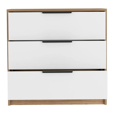 NicBex 3 Drawers Dresser For Bedroom,Modern Style Wooden Drawers With Black Handle,Dressers For Kids Room,Living Room,Entry And Hallway,White/Pine 6 NicBex 3 Drawers Dresser For Bedroom,Modern Style Wooden Drawers With Black Handle,Dressers For Kids Room,Living Room,Entry And Hallway,White/Pine - Image 4