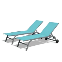 NicBex Set Of 2 Outdoor Patio Chaise Lounge Chair For Outside With Wheels, 5 Adjustable Position, Pool Lounge Chairs For Patio, Beach, Yard, Grey -Nicbex GUEST 59754746 8b98 43bc 8a31 251faf9d1dd9