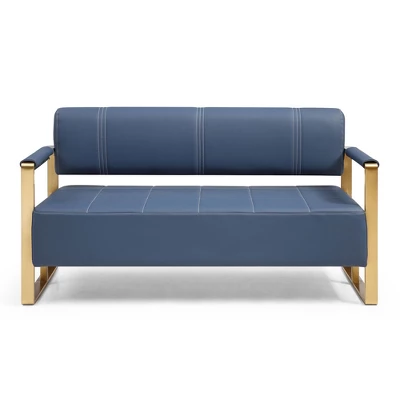 NicBex Loveseat Sofa Modern Bonded Leather Upholstered Loveseat Couch For Living Room,Small 2 Seater Sofa Couch With Metal Arms For Bedroom,Blue 3 NicBex Loveseat Sofa Modern Bonded Leather Upholstered Loveseat Couch For Living Room,Small 2 Seater Sofa Couch With Metal Arms For Bedroom,Blue