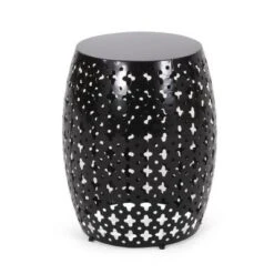 NicBex Modern Barrel-Shaped Outdoor End Table For Patio, Powder-Coated Patio Side Table With Cutout Design, Large Metal End Table -Nicbex GUEST 59f3e78e 278d 454b bd05 cebcddbd3da5