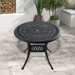NicBex Outdoor Dining Table,Round Patio Table With Black Frame And Umbrella Hole For 4 To 6 Chairs,Outdoor Furniture,Black 10 NicBex Outdoor Dining Table,Round Patio Table With Black Frame And Umbrella Hole For 4 To 6 Chairs,Outdoor Furniture,Black -Nicbex GUEST 5aadfcf8 2a9e 45e6 aa7e 95c239390ce5