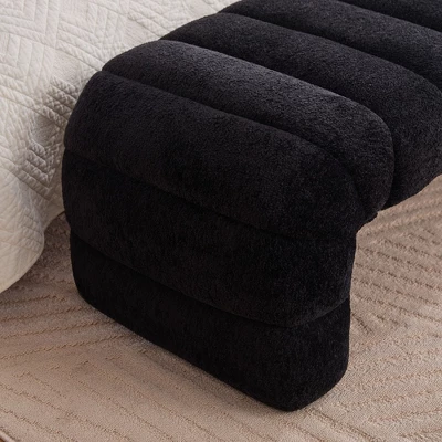 NicBex Upholstered Armless Pouf Ottoman Bench, Channel Tufted Couch Daybed Chaise, Chenille Ottoman Foot Stool For Living Room 5 NicBex Upholstered Armless Pouf Ottoman Bench, Channel Tufted Couch Daybed Chaise, Chenille Ottoman Foot Stool For Living Room - Image 3