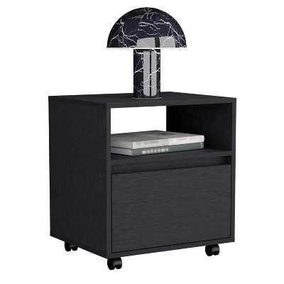 NicBex Modern Wood Nightstand With Drawer,Bedside Table With Wheels& Open Shelf,Mobile Night Stand For Bedroom,Living Room 5 NicBex Modern Wood Nightstand With Drawer,Bedside Table With Wheels& Open Shelf,Mobile Night Stand For Bedroom,Living Room - Image 3