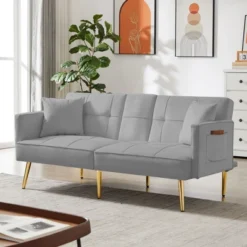 NicBex Velvet Loveseat Sofa Modern Sofa Couch With Soft Cushion And Metal Legs Convertible Sofa Bed For Bedroom,Living Room 11 NicBex Velvet Loveseat Sofa Modern Sofa Couch With Soft Cushion And Metal Legs Convertible Sofa Bed For Bedroom,Living Room -Nicbex GUEST 5c39b04a b313 44f0 871a de1a5f86969f