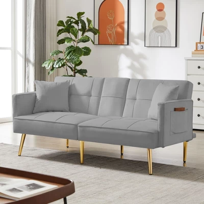 NicBex Velvet Loveseat Sofa Modern Sofa Couch With Soft Cushion And Metal Legs Convertible Sofa Bed For Bedroom,Living Room 5 NicBex Velvet Loveseat Sofa Modern Sofa Couch With Soft Cushion And Metal Legs Convertible Sofa Bed For Bedroom,Living Room - Image 3