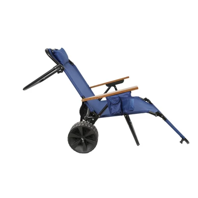 NicBex 2-in-1 Foldable Beach Lounge Chair With Pull Cart & Wheels, Integrated Wagon For Pool, Picnic, Backyard 6 NicBex 2-in-1 Foldable Beach Lounge Chair With Pull Cart & Wheels, Integrated Wagon For Pool, Picnic, Backyard - Image 4