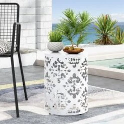 NicBex Large Outdoor Side Table, Floral Iron End Table, Cylindrical Patio Tables Accent Table For Indoor Porch Yard Balcony Deck 19 NicBex Large Outdoor Side Table, Floral Iron End Table, Cylindrical Patio Tables Accent Table For Indoor Porch Yard Balcony Deck -Nicbex GUEST 5db3c625 996f 4998 84b8 766df5353b19