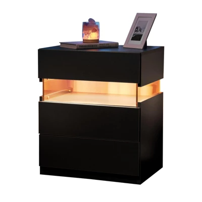 NicBex LED Nightstand With 3 Drawers,Night Stand With Acrylic Panel,Bedside Table With RGB Lights,End Table For Bedroom&Living Room,Bedroom Furniture 3 NicBex LED Nightstand With 3 Drawers,Night Stand With Acrylic Panel,Bedside Table With RGB Lights,End Table For Bedroom&Living Room,Bedroom Furniture