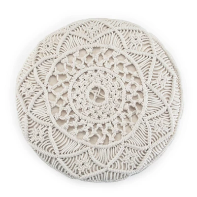 NicBex Round Macrame Pouf Ottoman Versatile Accent Furniture For Comfort And Additional Seating, Natural 8 NicBex Round Macrame Pouf Ottoman Versatile Accent Furniture For Comfort And Additional Seating, Natural - Image 6