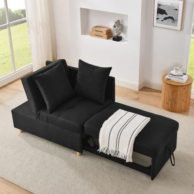 NicBex Convertible Single Sofa Bed Sleeper Chair With Pillows & Wheels,Upholstered Linen Recliner Chair For Living Room,Bedroom 4 NicBex Convertible Single Sofa Bed Sleeper Chair With Pillows & Wheels,Upholstered Linen Recliner Chair For Living Room,Bedroom - Image 2