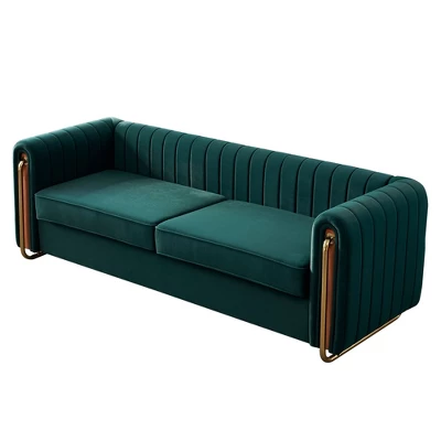 NicBex Couches For Living Room 84.25inch Cloud Couch Contemporary Velvet Upholstered 2 Seater Sofa Couch With Polished Gold Stainless Steel Legs 10 NicBex Couches For Living Room 84.25inch Cloud Couch Contemporary Velvet Upholstered 2 Seater Sofa Couch With Polished Gold Stainless Steel Legs - Image 8