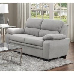 NicBex Loveseat Sofa Mid-Century Modern 1pc Loveseat With Tufted Button Back And Wood Frame 2 Seater Sofa Couch For Living Room,Bedroom,Gray