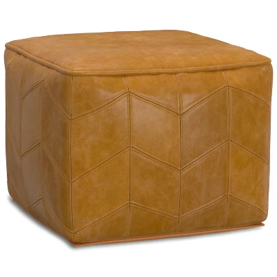 NicBex Square Pouf Ottoman Upholstered With A Durable Genuine Leather For Living Room, Bedroom, Distressed Brown 6 NicBex Square Pouf Ottoman Upholstered With A Durable Genuine Leather For Living Room, Bedroom, Distressed Brown - Image 4