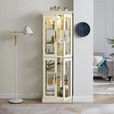 NicBex Modern Freestanding Tall Toy Display Pantry Cabinet With Glass Door & LED Lighting,Bar Cabinets For Hallways,Living Room,Kitchen 3 NicBex Modern Freestanding Tall Toy Display Pantry Cabinet With Glass Door & LED Lighting,Bar Cabinets For Hallways,Living Room,Kitchen