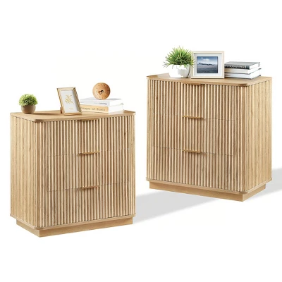 NicBex 27.6" Modern Night Stand Set 2,Wood Nightstand With 3 Drawers,Bedside Table With Wave Design,Chest Of Drawers For Bedroom&Hallway 7 NicBex 27.6" Modern Night Stand Set 2,Wood Nightstand With 3 Drawers,Bedside Table With Wave Design,Chest Of Drawers For Bedroom&Hallway - Image 5