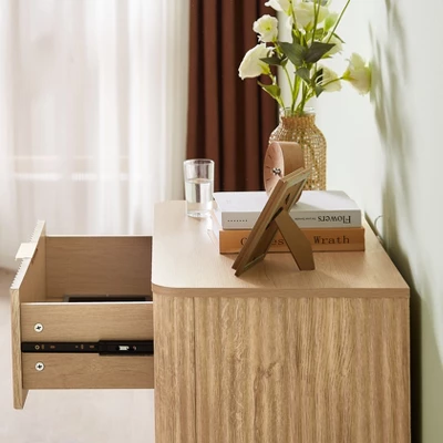 NicBex 27.6" Modern Night Stand Set 2,Wood Nightstand With 3 Drawers,Bedside Table With Wave Design,Chest Of Drawers For Bedroom&Hallway 4 NicBex 27.6" Modern Night Stand Set 2,Wood Nightstand With 3 Drawers,Bedside Table With Wave Design,Chest Of Drawers For Bedroom&Hallway - Image 2