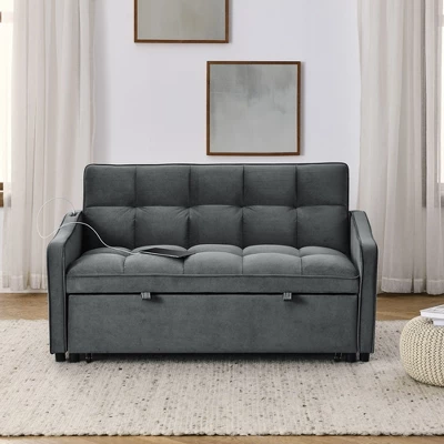 NicBex Classic Convertible Sleeper Chair, Pull-out Sofa Bed With 2 Arm Pockets,Couches With USB Charging Design For Living Room,Gray/Beige/Black/Blue 10 NicBex Classic Convertible Sleeper Chair, Pull-out Sofa Bed With 2 Arm Pockets,Couches With USB Charging Design For Living Room,Gray/Beige/Black/Blue - Image 8