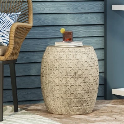 NicBex 15.75" Outdoor Side Table,Lightweight Concrete Patio End Table With Woven Design,Modern Accent Table For Garden,Patio & Deck 9 NicBex 15.75" Outdoor Side Table,Lightweight Concrete Patio End Table With Woven Design,Modern Accent Table For Garden,Patio & Deck - Image 7