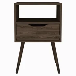 NicBex Wood Nightstand With Drawer,24.8" Modern Night Stand With Shelf,Bedside Table With Metal Legs,Side Table For Bedroom&Living Room