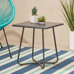 NicBex 18" Square Portable Side Table, Lightweight Outdoor Accent Table, Water-Resistant Patio Coffee Table For Poolside & Balcony