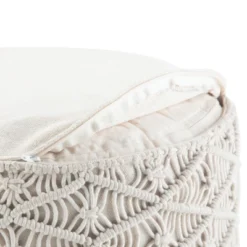 NicBex Round Macrame Pouf Ottoman Versatile Accent Furniture For Comfort And Additional Seating, Natural