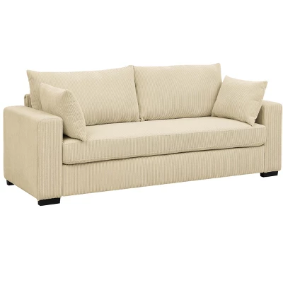 NicBex Modern Minimalist Corduroy Loveseat Sofa Couch With Two Pillows,2-Seat Lounge Sofa For Living Room,Apartment 4 NicBex Modern Minimalist Corduroy Loveseat Sofa Couch With Two Pillows,2-Seat Lounge Sofa For Living Room,Apartment - Image 2