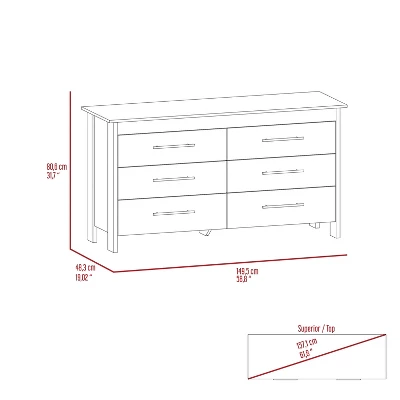 NicBex 6 Drawer Double Dresser For Bedroom,Modern Style Drawers With Black Metal Pulls,Dressers For Kids Room,Living Room,Entry And Hallway 4 NicBex 6 Drawer Double Dresser For Bedroom,Modern Style Drawers With Black Metal Pulls,Dressers For Kids Room,Living Room,Entry And Hallway - Image 2
