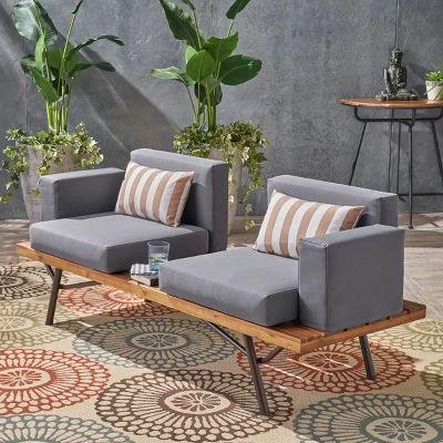 Modern Canago Outdoor Industrial Loveseat With Coffee Sofa-Christopher Knight Home 8 Modern Canago Outdoor Industrial Loveseat With Coffee Sofa-Christopher Knight Home - Image 6