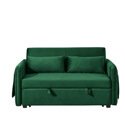 NicBex 55" Convertible Velvet Loveseat Sofa With 2 Detachable Arm Pockets, 2 Pillows And Adjustable Backrest For Living Room 10 NicBex 55" Convertible Velvet Loveseat Sofa With 2 Detachable Arm Pockets, 2 Pillows And Adjustable Backrest For Living Room - Image 8