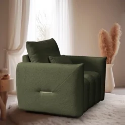 NicBex Couches For Living Room 38.1" Cloud Single Sofa Chair Teddy Fabric Upholstered 1-seat Modern Lounge Chair Sofa With A Pillow -Nicbex GUEST 70b754f0 4254 427e ab13 a6b697bed7a8