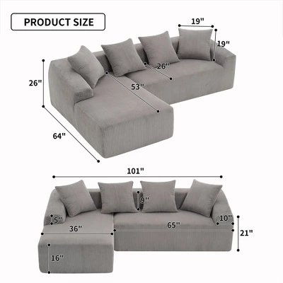 NicBex Couches For Living Room Modern Sectional Couch Full Sponge Compression 3-seater Sofa Couch Combining Chaise Longue 4 NicBex Couches For Living Room Modern Sectional Couch Full Sponge Compression 3-seater Sofa Couch Combining Chaise Longue - Image 2
