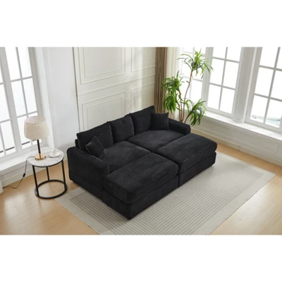 NicBex Couches For Living Room Modern Sectional Couch Flexible Combinations Corduroy Upholstered 2-seater Sofa Couch With Footstool 7 NicBex Couches For Living Room Modern Sectional Couch Flexible Combinations Corduroy Upholstered 2-seater Sofa Couch With Footstool - Image 5