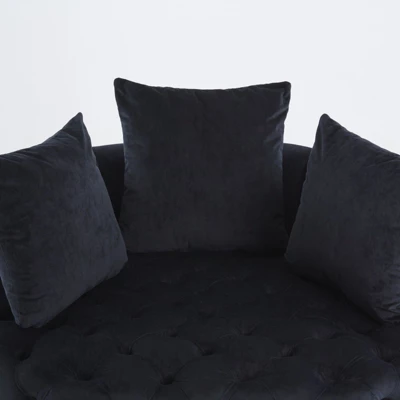 NicBex Couches For Living Room 36.6" Sofa Chair Accent Chair Modern Velvet Upholstered Sofa Couch Classical Barrel Chair With 3 Throw Pillows 6 NicBex Couches For Living Room 36.6" Sofa Chair Accent Chair Modern Velvet Upholstered Sofa Couch Classical Barrel Chair With 3 Throw Pillows - Image 4