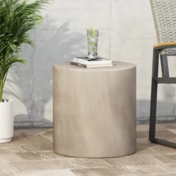 NicBex LightWeight Concrete Outdoor Side Table, Modern Geometric Indoor End Tables, Garden Stools Accent Table For Yard Patio, Gray -Nicbex GUEST 75f02eef 55bf 459e 917c c0dfaa5ed243