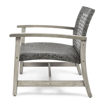 NicBex Set Of 2 Antique-Style Wicker Club Chair, Weather-Resistant Outdoor Dining Chairs With Acacia Wood & Wicker, Gray 6 NicBex Set Of 2 Antique-Style Wicker Club Chair, Weather-Resistant Outdoor Dining Chairs With Acacia Wood & Wicker, Gray - Image 4
