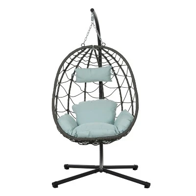 NicBex Indoor Outdoor Wicker Hanging Egg Chair With Cushion And Stand For Patio Bedroom Porch Garden 9 NicBex Indoor Outdoor Wicker Hanging Egg Chair With Cushion And Stand For Patio Bedroom Porch Garden - Image 7