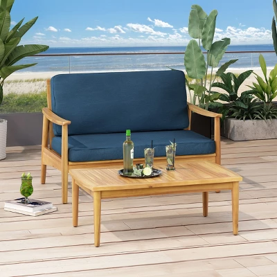 Modern Outside Willowbrook Loveseat And Coffee Table,blue -Christopher Knight Home 4 Modern Outside Willowbrook Loveseat And Coffee Table,blue -Christopher Knight Home - Image 2
